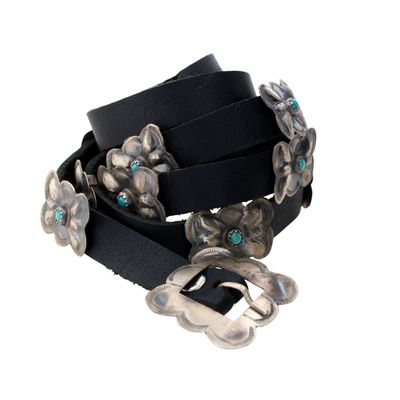 Joan Begay Navajo Sterling Turquoise Concho Hat Band