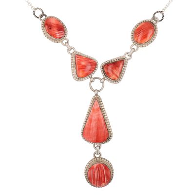 Richardson's Trading Post: Shirley Lee Navajo Sterling Spiny Oyster Lariat Necklace