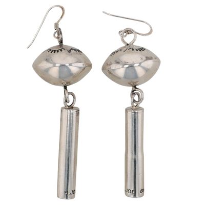 Harold Joe Navajo Sterling Squash Blossom Dangle Earrings