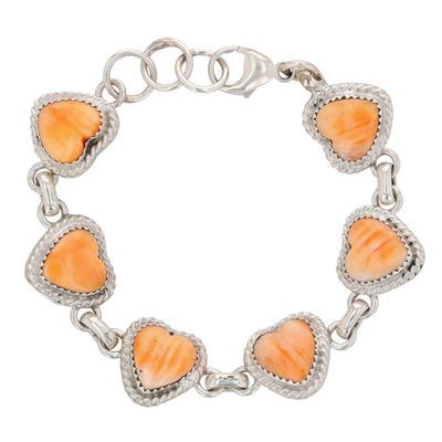 Richardson's Trading Post: Sharon Francisco Navajo Sterling Spiny Oyster Heart Link Bracelet