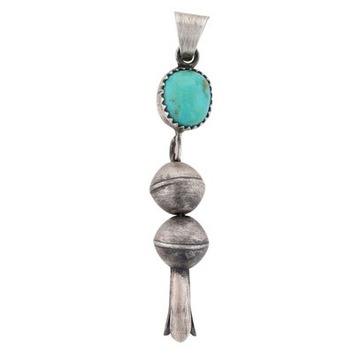 Richardson's Trading Post: Signed Navajo Sterling Turquoise Squash Blossom Pendant