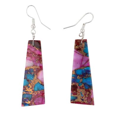Jameson Pete Navajo Sterling Pink Dahlia Slab Earrings