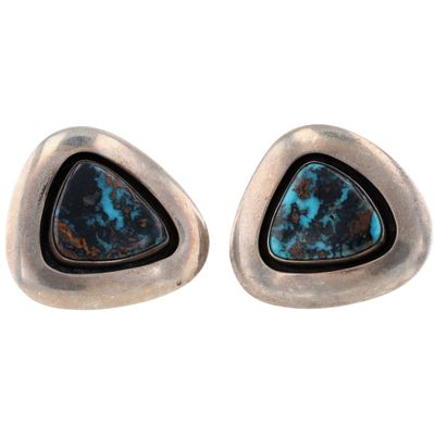 Tom Duran Picuris Pueblo Sterling Turquoise Cufflinks