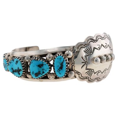 Richardson's Trading Post: Navajo Sterling Turquoise Concho Cuff Bracelet