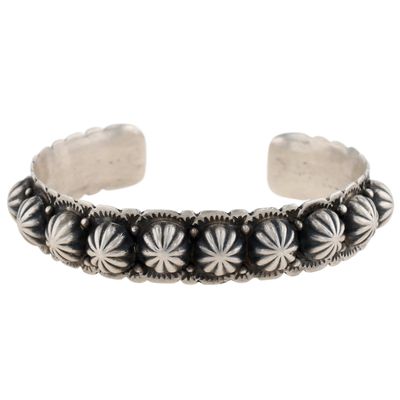 Lester James Navajo Sterling Stamped Cuff Bracelet