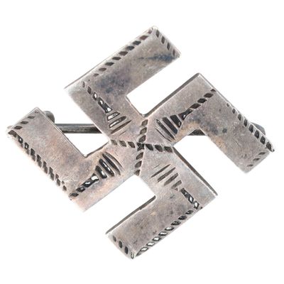 Pre-1940's Navajo Sterling Stamped Whirling Log Brooch