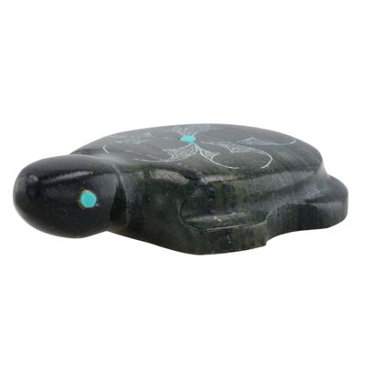 Ulysses Mahkee Zuni Black Marble Turtle Sgraffito Fetish Carving
