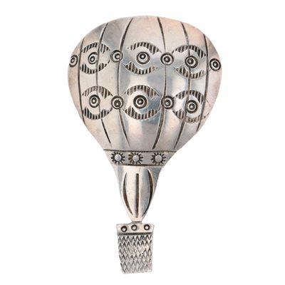 Navajo Sterling Stamped Hot Air Balloon Brooch
