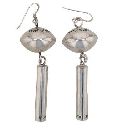 Harold Joe Jr. Navajo Sterling Squash Blossom Dangle Earrings
