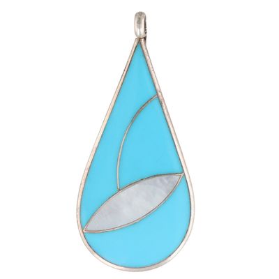 Nelson Lee Zuni Sterling Turquoise Inlay Pendant