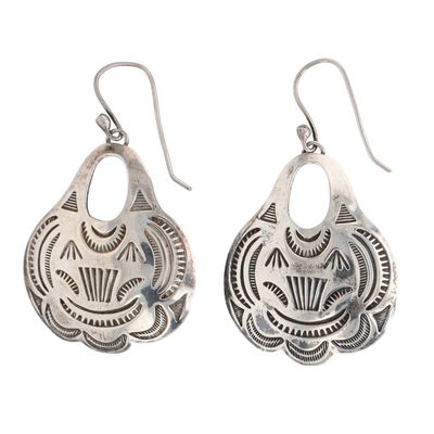 Navajo Sterling Stamped Dangle Earrings