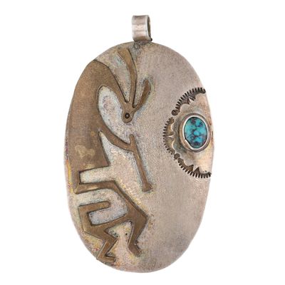 Thomas Carusetta Navajo Sterling Turquoise Kokopelli Pendant