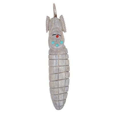 Gabe Sice Zuni Sterling Carved Antler Corn Maiden Fetish Pendant