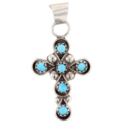 Richardson's Trading Post: Leonard James Navajo Sterling Turquoise Cross Pendant