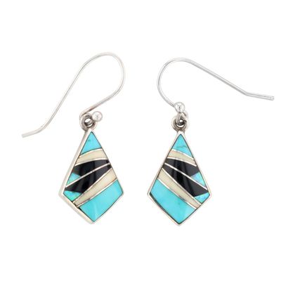 Cathy Webster Navajo Sterling Multi-Stone Inlay Earrings