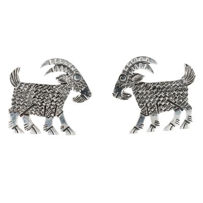 Zandra Tahy Navajo Sterling Stamped Goat Earrings