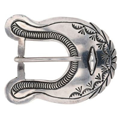 Arnold Maloney Navajo Sterling Stamped Belt Buckle
