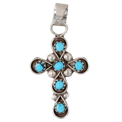 Richardson's Trading Post: Leonard James Navajo Sterling Turquoise Cross Pendant