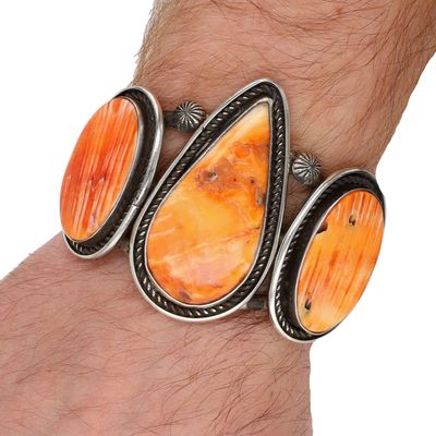 Richardson's Trading Post: Jacob Utzler Navajo Sterling Spiny Oyster Cuff Bracelet