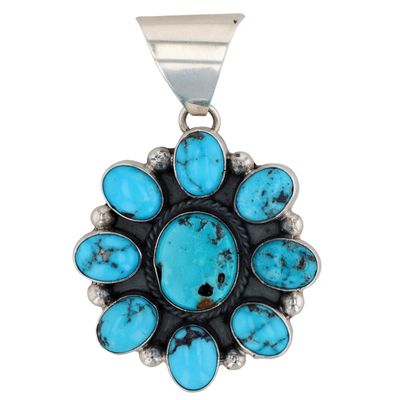 Richardson's Trading Post: Abellene Bahe Navajo Sterling Turquoise Cluster Pendant