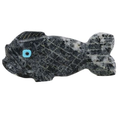 Danette Laate Zuni Black Marble Fish Fetish Carving