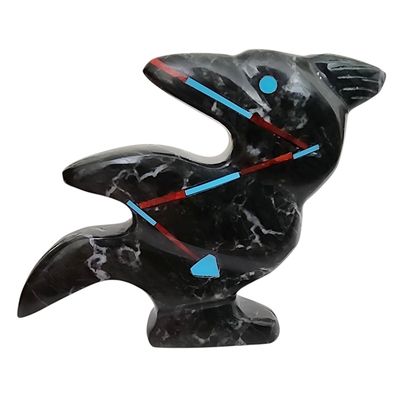 Richardson's Trading Post: Kenric Laiwakete Zuni Marble Eagle Fetish Carving