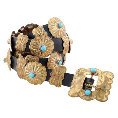 Richardson's Trading Post: Navajo Copper Turquoise Concho Hat Band