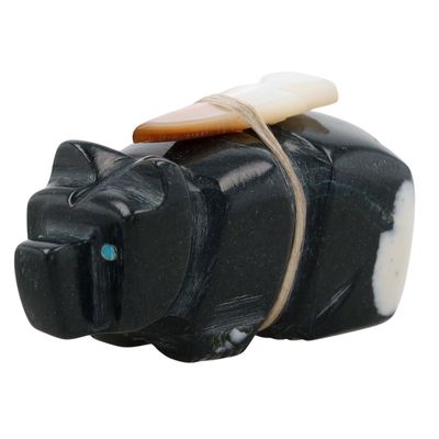 Fred Weekoty Zuni Marble Offering Bear Fetish Carving
