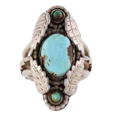 Vintage Navajo Sterling Turquoise Ring Sz 7