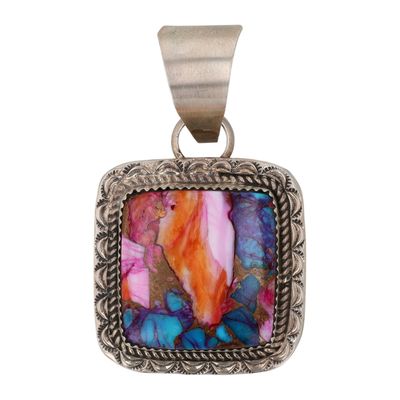 Richardson's Trading Post: Cordell Platero Navajo Sterling Dahlia Turquoise Pendant