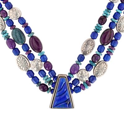 Christin Wolf Designs Sterling Reversible Multi-Stone Bead Necklace