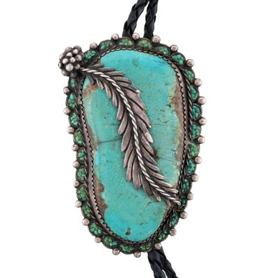Huge Vintage Ken Begay Navajo Sterling Turquoise Bolo Tie