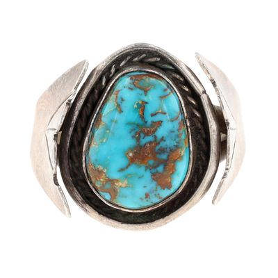 Vintage Navajo Sterling Turquoise Ring Sz 11.5