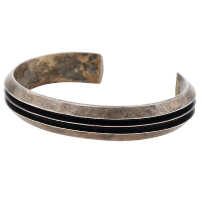 Vintage Tom Hawk Navajo Sterling Rail Cuff Bracelet