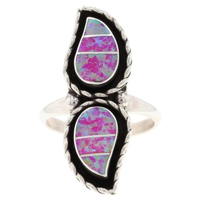 Faye Lowsayatee Zuni Sterling Opal Inlay Ring Sz 6