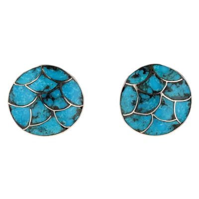 Lynelle Johnson Zuni Sterling Turquoise Inlay Earrings