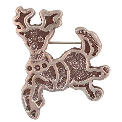 Allison Manuelito Navajo Sterling Stamped Deer Brooch