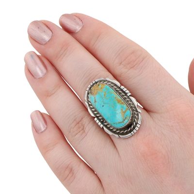 Betta Lee Navajo Sterling Turquoise Ring Sz 7.5