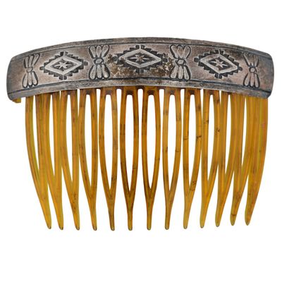 Vintage Navajo Sterling Stamped Hair Comb