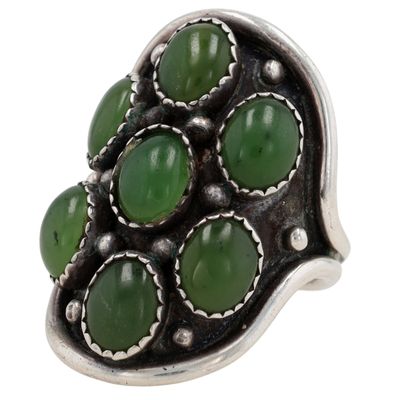 Vintage Navajo Sterling Green Turquoise Ring Sz 7