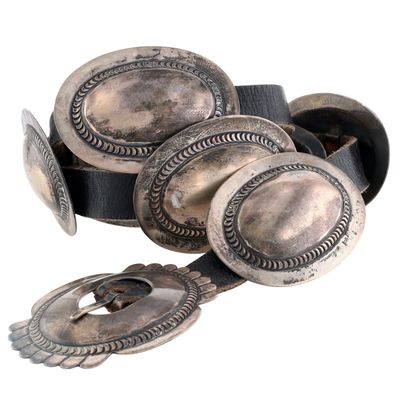 Vintage Navajo Sterling Stamped Concho Belt
