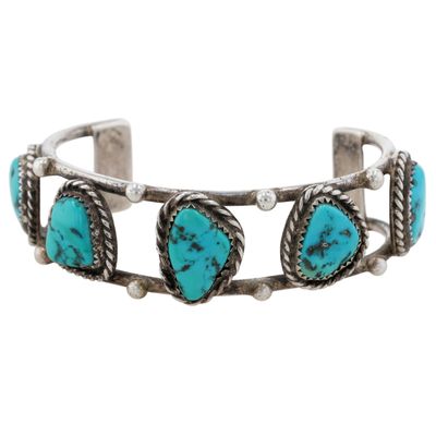 Vintage Navajo Sterling Turquoise Cuff Bracelet