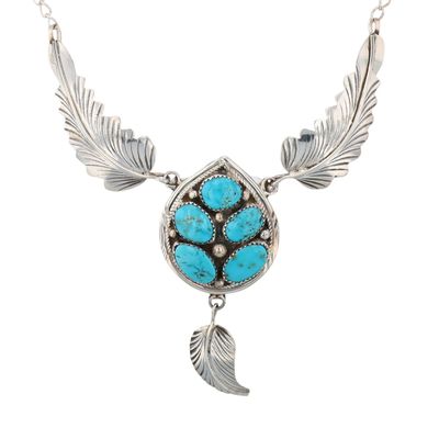 Margie Chee Navajo Sterling Kingman Turquoise Necklace