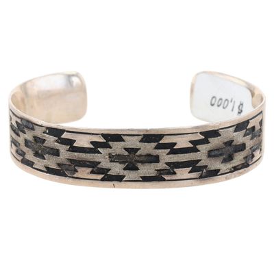 Navajo Sterling Textured Overlay Cuff Bracelet