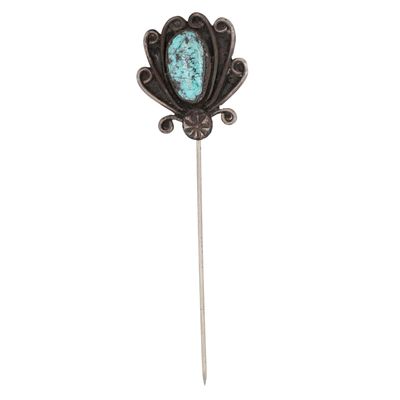 Vintage Signed Navajo Sterling Turquoise Stick Pin