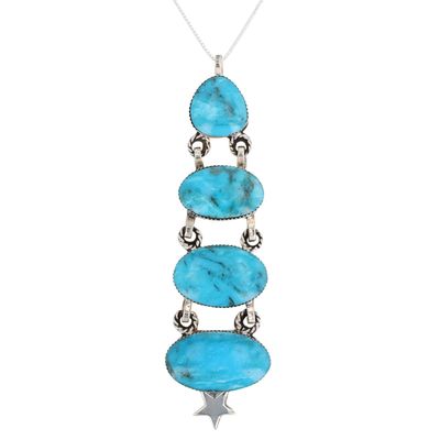 David Lopez Navajo Sterling Turquoise Star Necklace