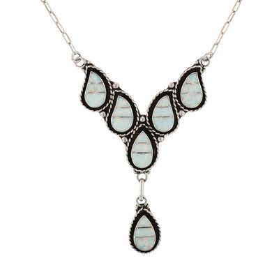 Faye Lowsayatee Zuni Sterling Opal Inlay Necklace