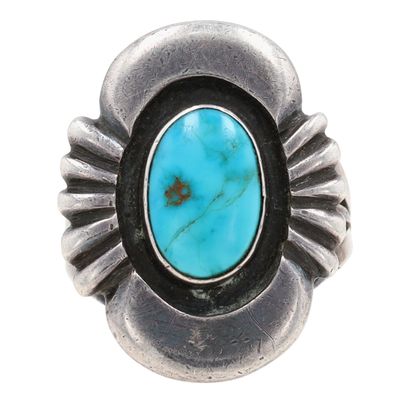 Vintage Navajo Sterling Turquoise Ring Sz 7