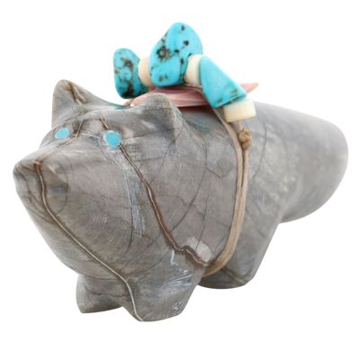 Delvin Leekya Zuni Picasso Marble Wolf Fetish Carving