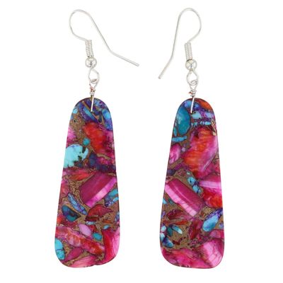 Jameson Pete Navajo Sterling Pink Dahlia Slab Earrings